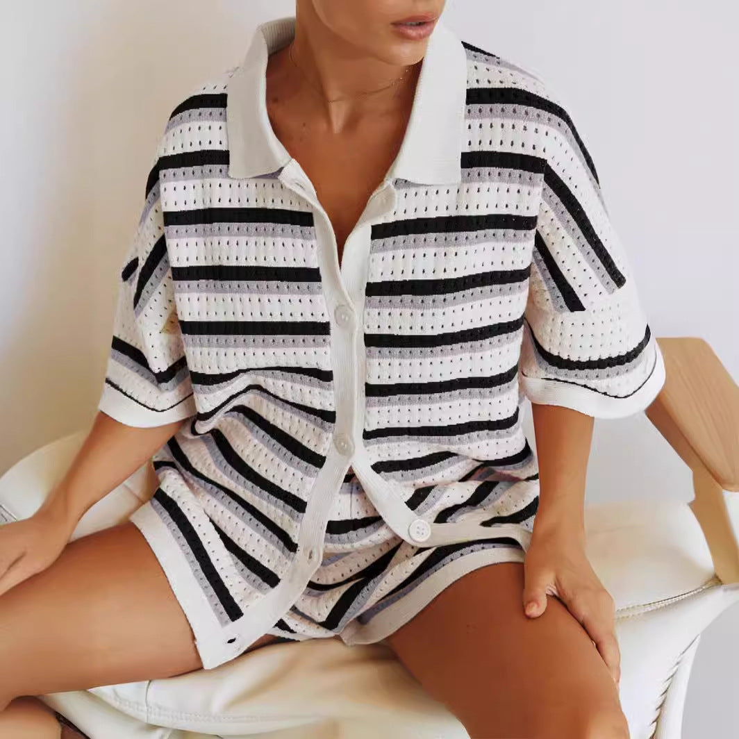 gestrickter Cardigan High Waist Shorts Co-Ord