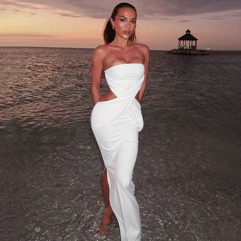 Rückenfreies enges Sommerkleid mit Cut-Outs