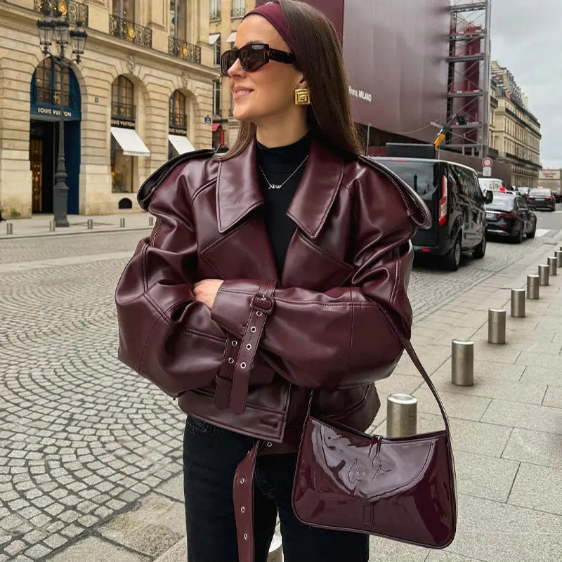 Lederjacke Cropped