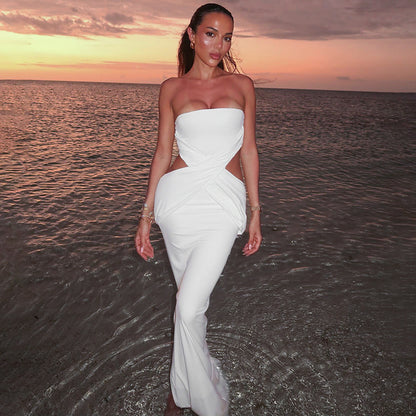Rückenfreies enges Sommerkleid mit Cut-Outs